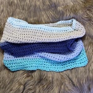 Handmade Blue and Gray Crochet Scarf